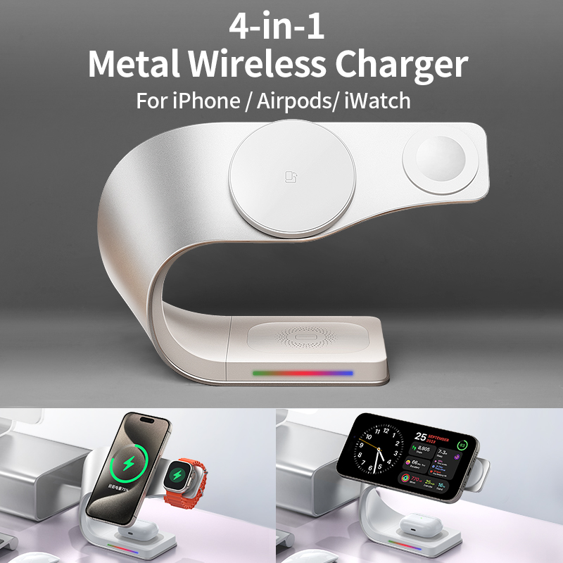 Wireless Charger Watch - Carregador Sem Fio 4 em 1