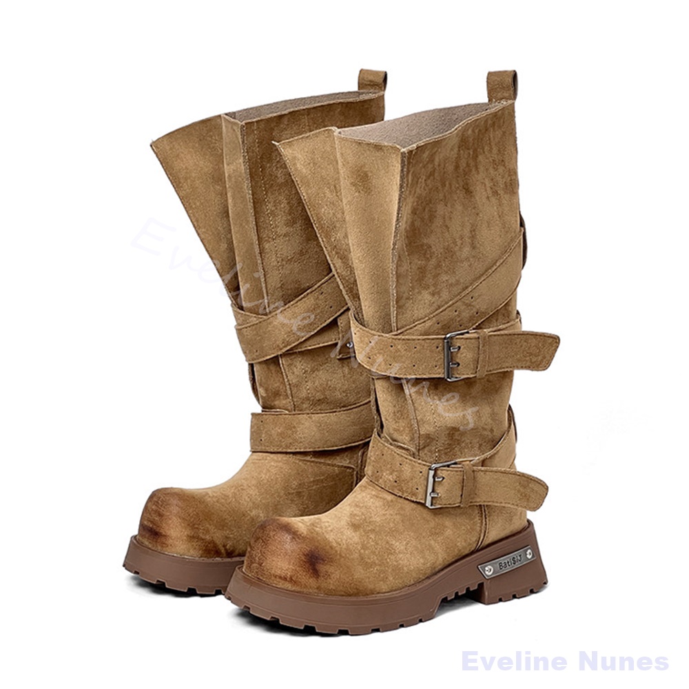 Leather Classic Strap - Botas de Motocicleta de Cano Largo