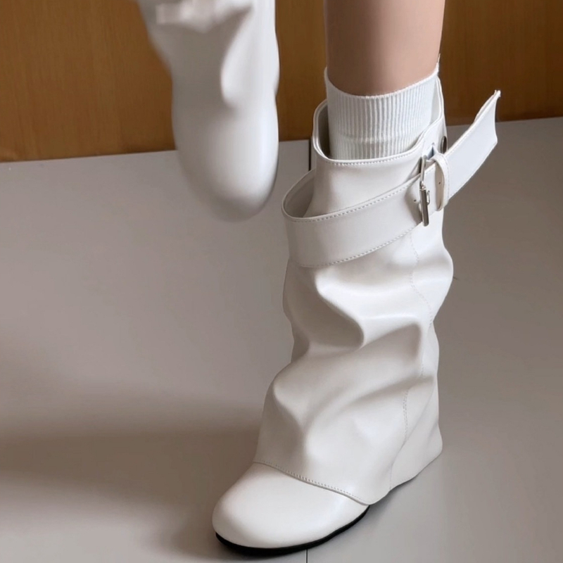 Leather Classic Strap - Novas Botas Femininas de Couro PU