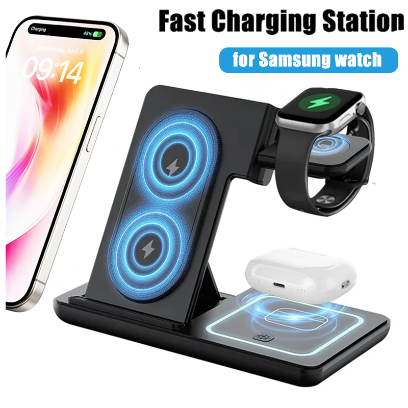 Wireless Charger Watch - 3 em 1 dobrável carregador sem