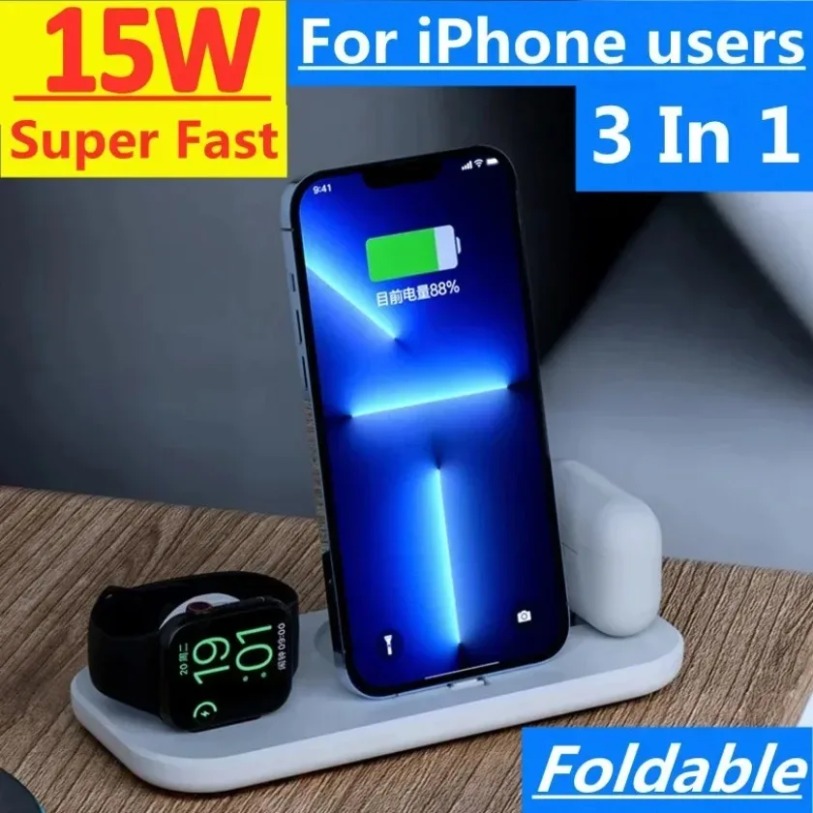 Carregador sem fio 3 em 1 com  - Smartwatch X12 avaliação e preço