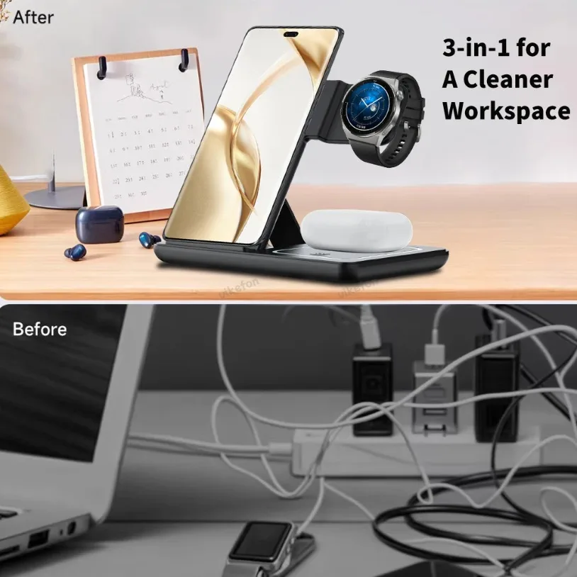 3 em 1 dobrável carregador sem - Wireless Charger Watch avaliação e preço